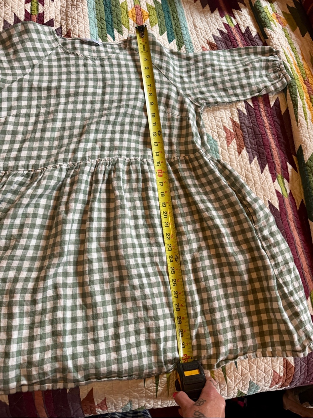 Linenfox Green and White Gingham Mini Dress - Picture 4 of 5